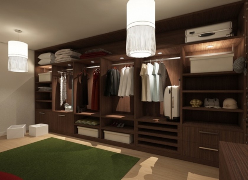 Классическая гардеробная комната из массива с подсветкой Новошахтинск